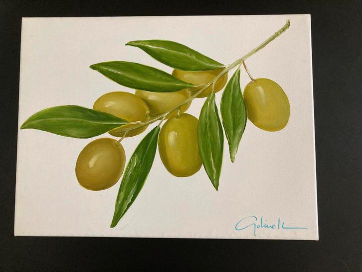 Paolo Golinelli schilderij olijf 30x40cm, Antiek en Kunst, Kunst | Schilderijen | Modern, Ophalen of Verzenden