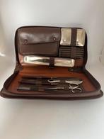 Vintage Manicureset in Leren Tasje, Ophalen of Verzenden, Gebruikt, Bruin, Heer of Dame
