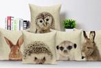 Dieren Kussenhoes 45x45cm / Kussensloop Uil Big Hert Konijn, Huis en Inrichting, Woonaccessoires | Kussens, Verzenden, Nieuw, Vierkant