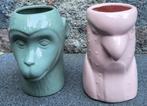 Apenkop & Papegaai Bloempotten Set, Overige kleuren, Aardewerk of Porselein, Ophalen of Verzenden, Zo goed als nieuw