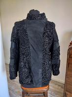 Vintage astrakan/suède jas, Ophalen of Verzenden, Zo goed als nieuw, Maat 38/40 (M), Zwart