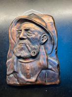 Koperen Wanddecoratie - Zeeman met Pijp, Antiek en Kunst, Ophalen of Verzenden