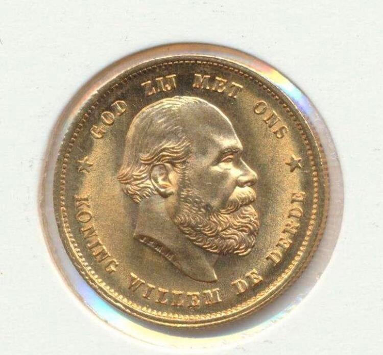 Nederland gouden tientje 1876 Willem III, Postzegels en Munten, Munten | Nederland, Koning Willem III, Losse munt, 10 gulden, Goud