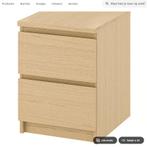 MALM Ladekast 2 lades, wit gelazuurd eikenfineer, 40x55 cm, Huis en Inrichting, Kasten | Ladekasten, Ophalen, Minder dan 50 cm