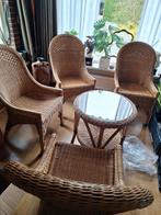 Rotan stoelen set met tafel, Huis en Inrichting, Complete eetkamers, Ophalen, Gebruikt, Klassiek, 4 tot 6 stoelen