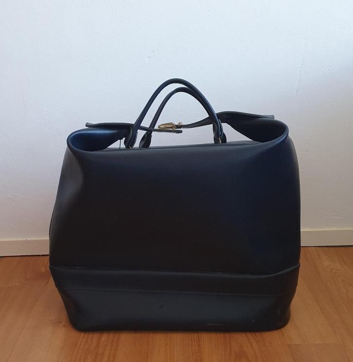 Donkerblauwe weekendtas boodschappentas tas skai leer, Sieraden, Tassen en Uiterlijk, Tassen | Damestassen, Gebruikt, Shopper