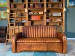 Prachtige schapenleren Art-Deco bank cognac, Huis en Inrichting, Gebruikt, 125 cm of meer, Leer, Ophalen of Verzenden