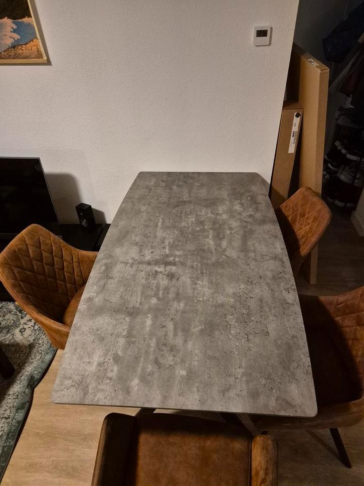 Moderne Eettafel met Betonlook Blad, Huis en Inrichting, Tafels | Eettafels, Zo goed als nieuw, 50 tot 100 cm, 150 tot 200 cm
