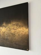 Abstract schilderij goud zwart reliëf, Ophalen of Verzenden