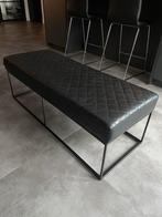 Stijlvol riverdale  Bankje met Metalen Frame, Zwart, Leer, Ophalen of Verzenden, Zo goed als nieuw