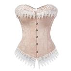 Beige korset met borduursel burlesque bustier bloemen dames, Verzenden, Beige, Body of Korset