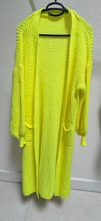 Fel neon geel lang wollen vest L, Kleding | Dames, Truien en Vesten, Ophalen of Verzenden, Zo goed als nieuw, Maat 42/44 (L), Geel