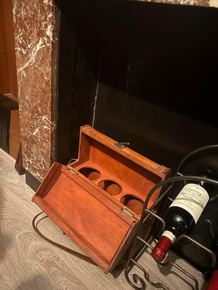 Antieke Wijntas Drager - Houten Kist, Huis en Inrichting, Woonaccessoires | Wijnrekken, Gebruikt, Minder dan 50 cm, Hout, Minder dan 5 flessen