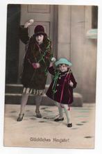 Glückliches Neujahr (sneeuwballen gooien), Verzamelen, Ansichtkaarten | Themakaarten, Ophalen, 1920 tot 1940, Gelopen, Feest(dag)