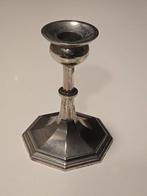 Antieke verzilverde / zilveren kandelaar op achtkantige voet, Antiek en Kunst, Antiek | Kandelaars, Ophalen of Verzenden, Zilver