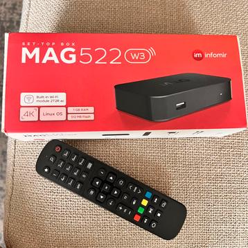 MAG 522 w3, verbeterde WIFI, LINUX IPTV BOX, in nieuw staat. beschikbaar voor biedingen