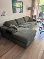 Groene Hoekbank met Lounge, Ophalen, 250 tot 300 cm, Gebruikt, 100 tot 125 cm