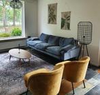HK-living Hoekbank Blauw Fluweel., Ophalen, Hoekbank, 75 tot 100 cm, Zo goed als nieuw
