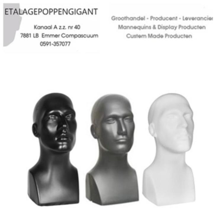 Presentatie Hoofden Grijs /Wit of Zwart Etalagepoppengigant, Kleding | Heren, Hoeden en Petten, Nieuw, One size fits all, Ophalen of Verzenden