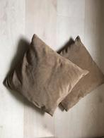 2 beige kleurige fijne ribstof sierkussentjes, Ophalen of Verzenden, Zo goed als nieuw, Beige, Vierkant