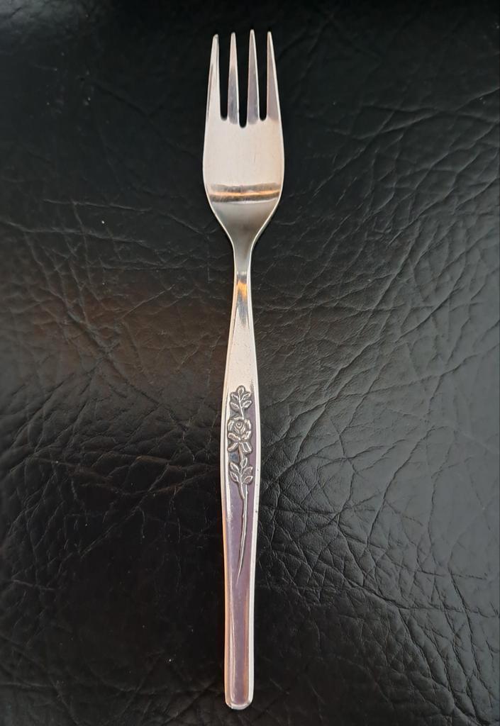Vintage Gero 100 Verzilverde Dessertvork met Roos, Antiek en Kunst, Antiek | Bestek, Ophalen of Verzenden