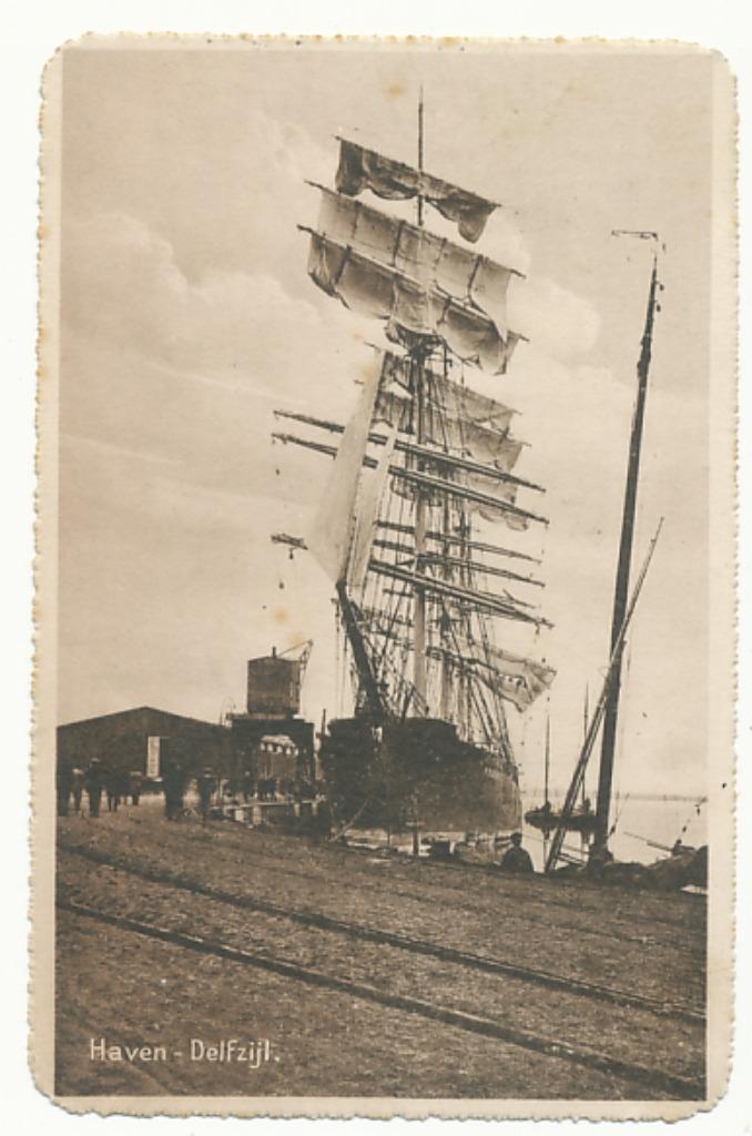 Haven, Delfzijl   (met zeilschip), Verzamelen, Ansichtkaarten | Nederland, Gelopen, Groningen, 1920 tot 1940, Verzenden