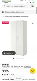 Ikea BRIMNES kledingkast wit 190x78, Huis en Inrichting, Kasten | Kledingkasten, Ophalen, 100 tot 150 cm, Zo goed als nieuw, 150 tot 200 cm