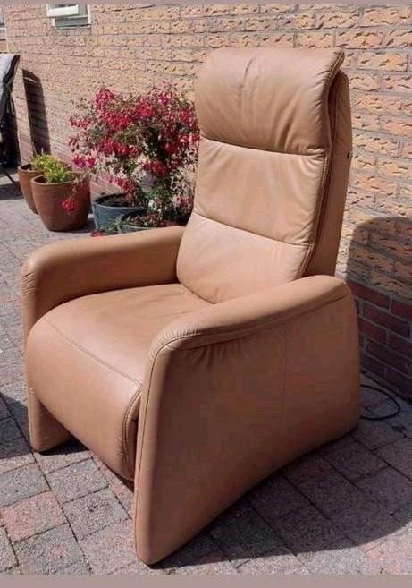 Hukla relax Rimini relaxfauteuil met sta op functie, Huis en Inrichting, Fauteuils, Gebruikt, Leer, 50 tot 75 cm, Ophalen