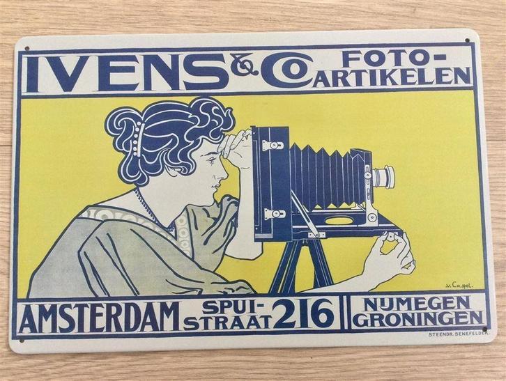 Art Deco van Caspel Metalen Reclame bord Fotografie reclame, Verzamelen, Merken en Reclamevoorwerpen, Nieuw, Overige typen, Verzenden