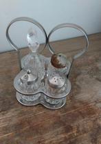 vintage kristallen peper-zout-olie-prikker stelletje, Huis en Inrichting, Woonaccessoires | Etagères, Ophalen of Verzenden, Gebruikt