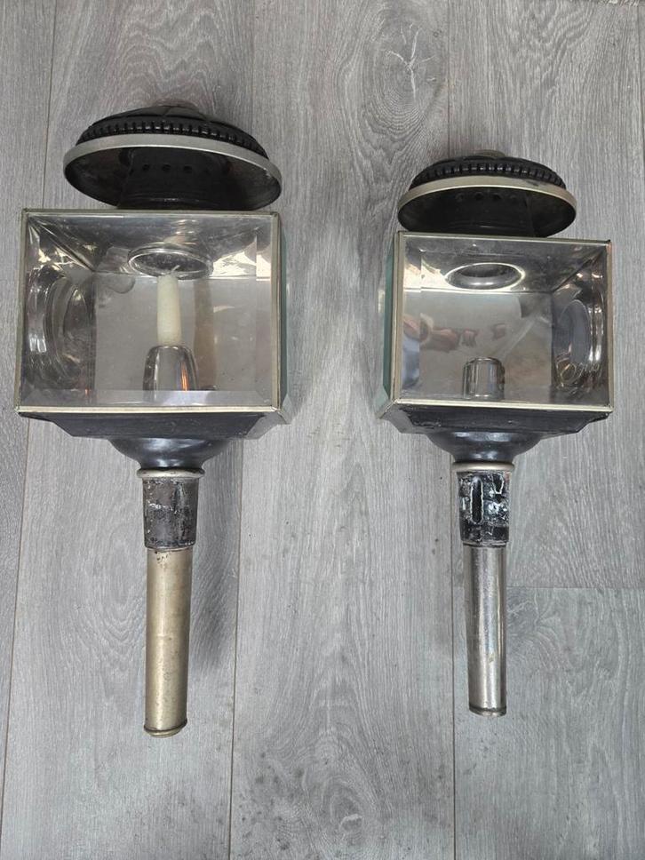 Set van 2 antieke koetslampen, Antiek en Kunst, Antiek | Lampen, Ophalen of Verzenden
