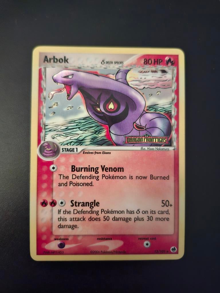 Arbok 13/101 Stamped - Zeldzame Pokémonkaart!, Ophalen of Verzenden, Gebruikt, Losse kaart