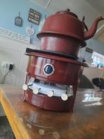 4 pits Haller bruin petroleumstel met ketel., Antiek en Kunst, Antiek | Emaille, Ophalen of Verzenden