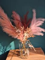 Mooie glazen vaas met pluimen., Ophalen, Zo goed als nieuw