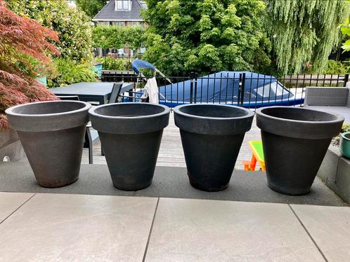 Antraciete Bloempotten 40 cm Kunststof, UV & Vorstbestendig, Tuin en Terras, Bloempotten, Zo goed als nieuw, Kunststof, Binnen