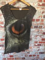 STenim Supertrash bruine top met oog uil maat xs 34, Ophalen of Verzenden, Zo goed als nieuw, Zonder mouw, Maat 34 (XS) of kleiner