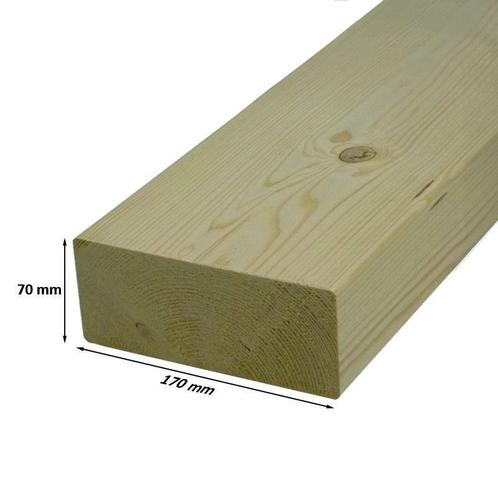 Vuren Geïmpregneerd Geschaafd 75x175 (70x170) 2200+, Doe-het-zelf en Verbouw, Hout en Planken, Zo goed als nieuw, Balk, Vuren