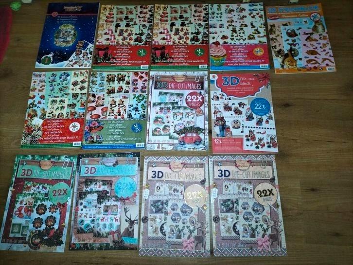 pakket v nog 12 stansblokken v 3D kaarten, kerst, va €2,-pst, Hobby en Vrije tijd, Kaarten | Zelf maken, Nieuw, Knipvel, Kerst
