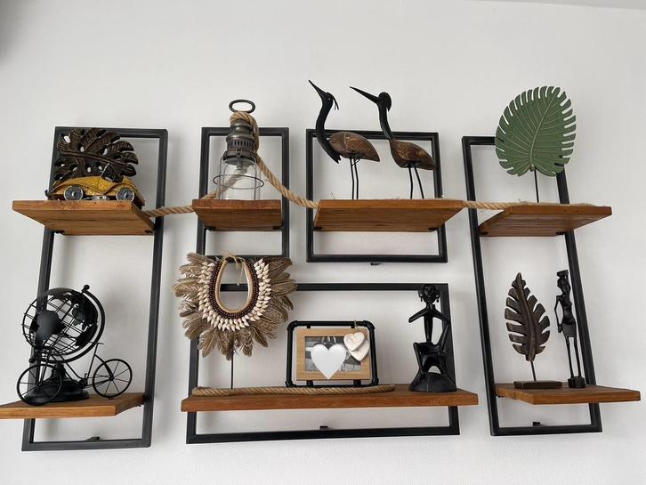 Zgan wandplank set teakhout wandrek wandplanken, Huis en Inrichting, Woonaccessoires | Wandplanken en Boekenplanken, Zo goed als nieuw
