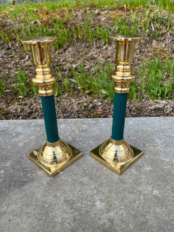 Vintage set van 2 messing kandelaars - 19cm hoog. beschikbaar voor biedingen