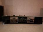 TV meubel zwart hoogglans met glasplaten, Ophalen, Gebruikt, Glas, 200 cm of meer