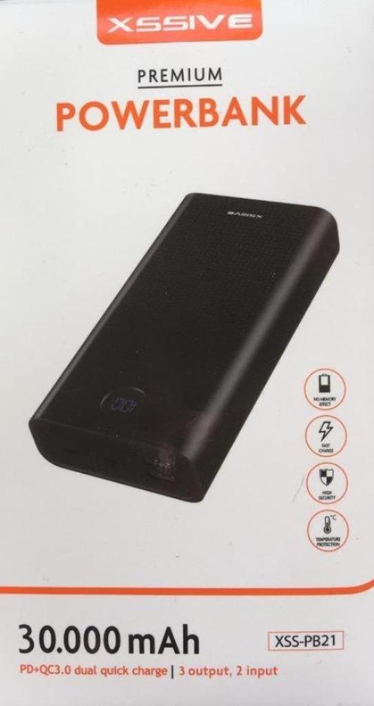 Xssive XSS-PB21 Powerbank 30000 mAh - 5 Poorten - Zwart, Telecommunicatie, Powerbanks, Nieuw, Ophalen