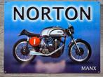 Metalen Wandplaat Norton Manx - Garage Mancave Decoratie, Motoren, Accessoires | Stickers, Ophalen of Verzenden