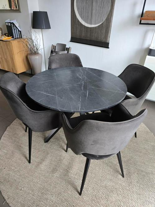 Eetkamerset rond inclusief 4 stoelen, Huis en Inrichting, Complete eetkamers, Gebruikt, Ophalen