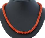 Kaasjes bloedkoraal antieke ketting fraai 14k slot goud dame
