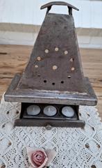 Handgemaakt ijzeren kacheltje voor theelichtjes, Antiek en Kunst, Curiosa en Brocante, Ophalen of Verzenden