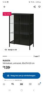 Mooie antraciet vitrinekast - RUDSTA, Ophalen, Met deur(en), 100 tot 150 cm, 50 tot 100 cm