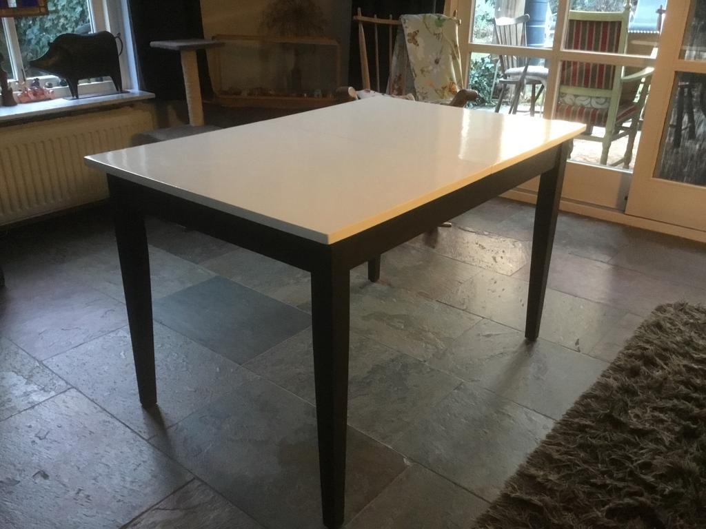Uitklapbare tafel, 120x80 cm, te verlengen naar 160x80 cm., Huis en Inrichting, Tafels | Eettafels, Ophalen, Gebruikt, 100 tot 150 cm