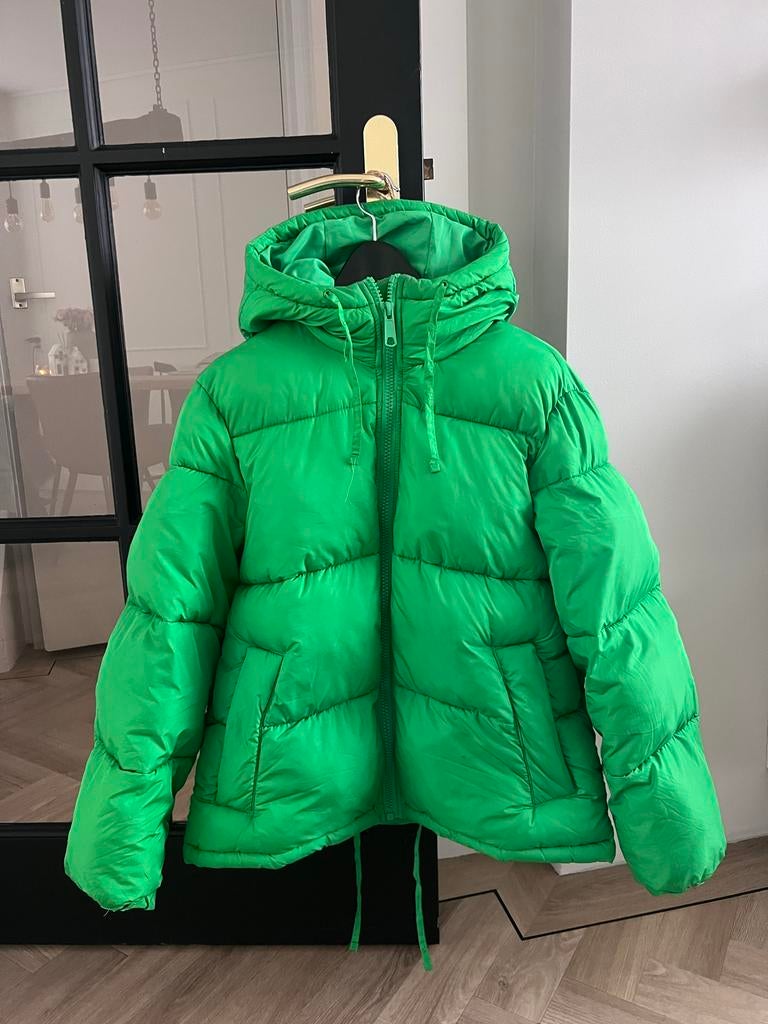 Groene H&M Puffer Jacket - Maat S, Ophalen of Verzenden, Gedragen, Maat 36 (S), Groen