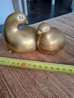 Vintage retro koperen vogels moeder kuiken goede conditie, Ophalen of Verzenden